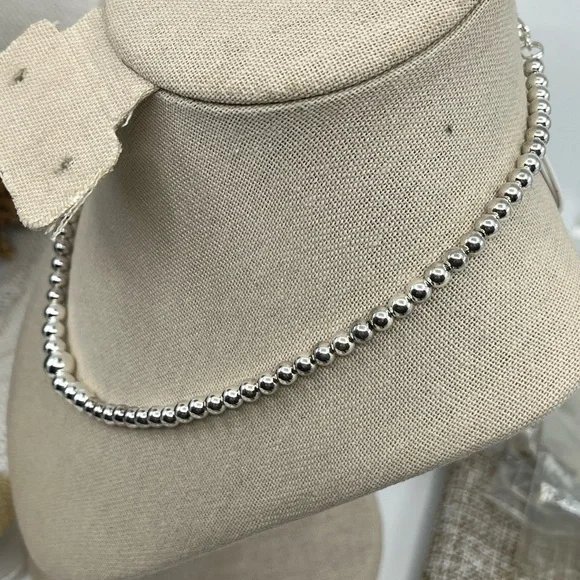 Vintage Sterling Silver Graduated Bead Necklace – 16" – 13.5g - Picture 7 of 16